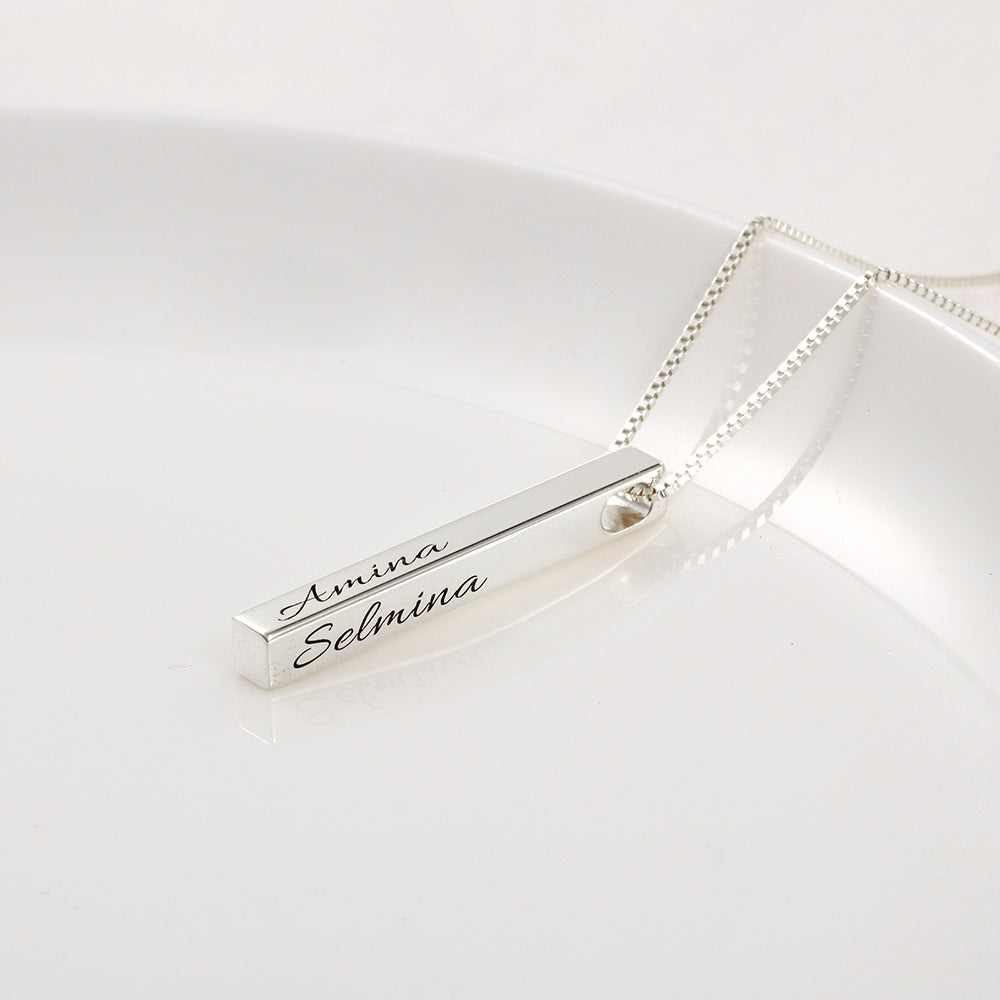 Engraved Vertical Bar Necklace