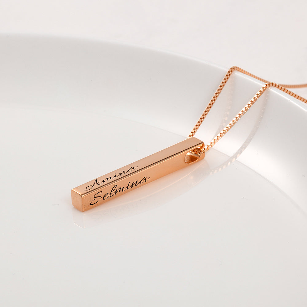 Engraved Vertical Bar Necklace