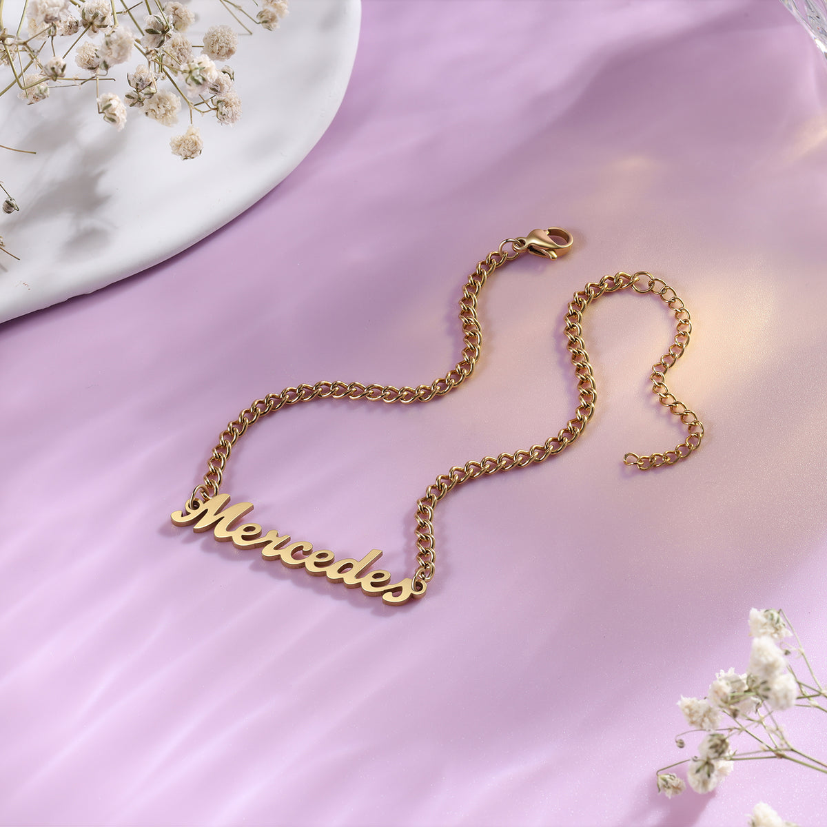 Personalized Script Name Curb Chain Anklet