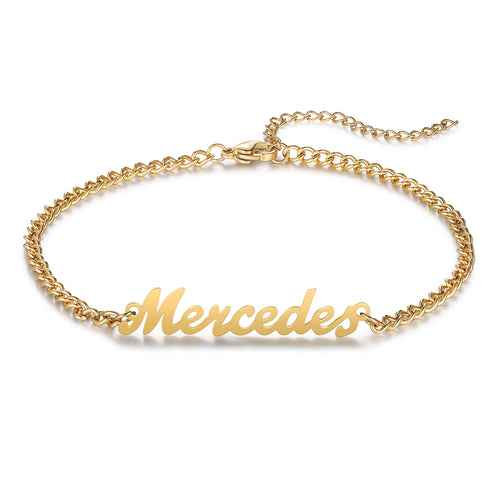 Personalized Script Name Curb Chain Anklet