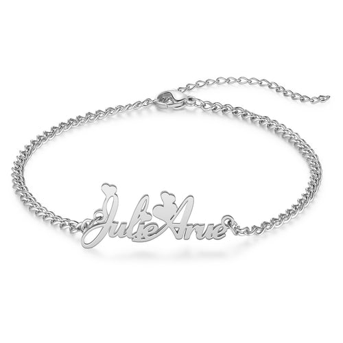 Personalized Script Name Anklet with Heart
