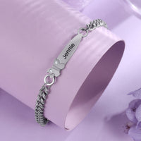 Personalized Butterfly Name Bar Curb Chain Anklet