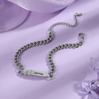 Personalized Butterfly Name Bar Curb Chain Anklet