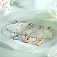 Birth Flower Disc Love Knot Bangle Bracelet