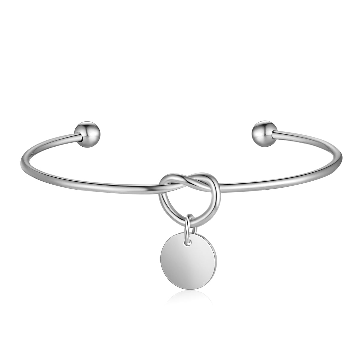 Birth Flower Disc Love Knot Bangle Bracelet