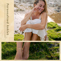 Personalized Word Bar Anklet with Initial Charm