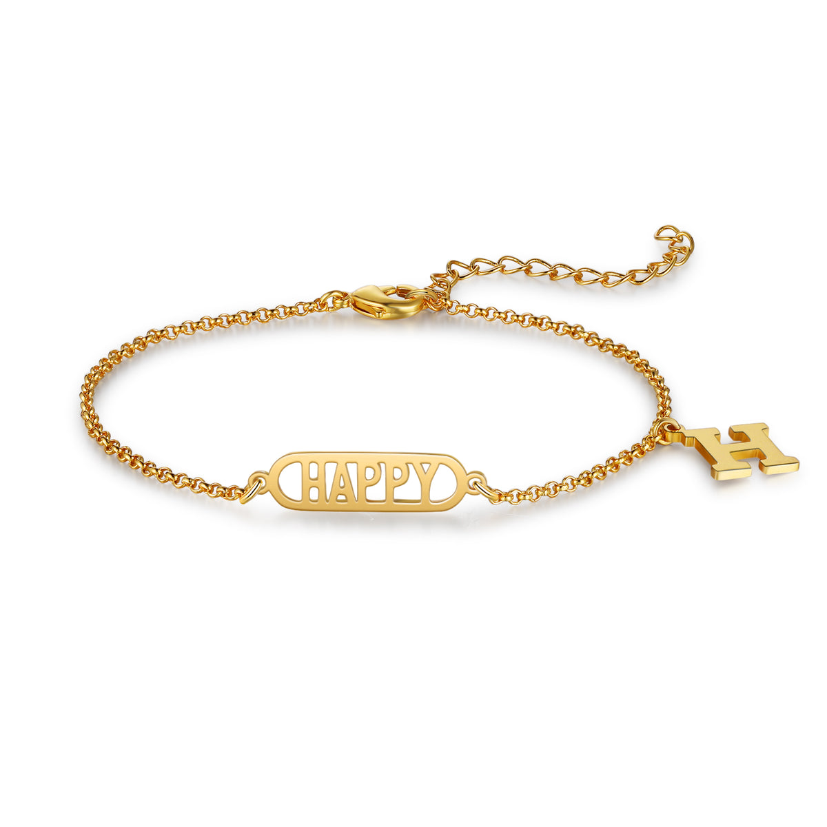 Personalized Word Bar Anklet with Initial Charm