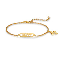 Personalized Word Bar Anklet with Initial Charm