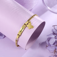 Engraved Name Bar Anklet with Butterfly Charm