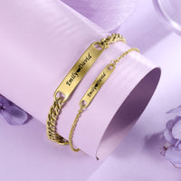 Engraved Couple Name Bar Bracelet Set
