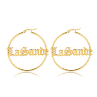 Old English Name Hoop Earrings