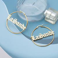 Old English Name Hoop Earrings