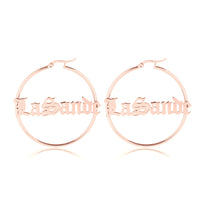 Old English Name Hoop Earrings