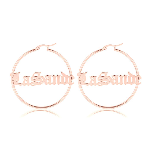 Old English Name Hoop Earrings