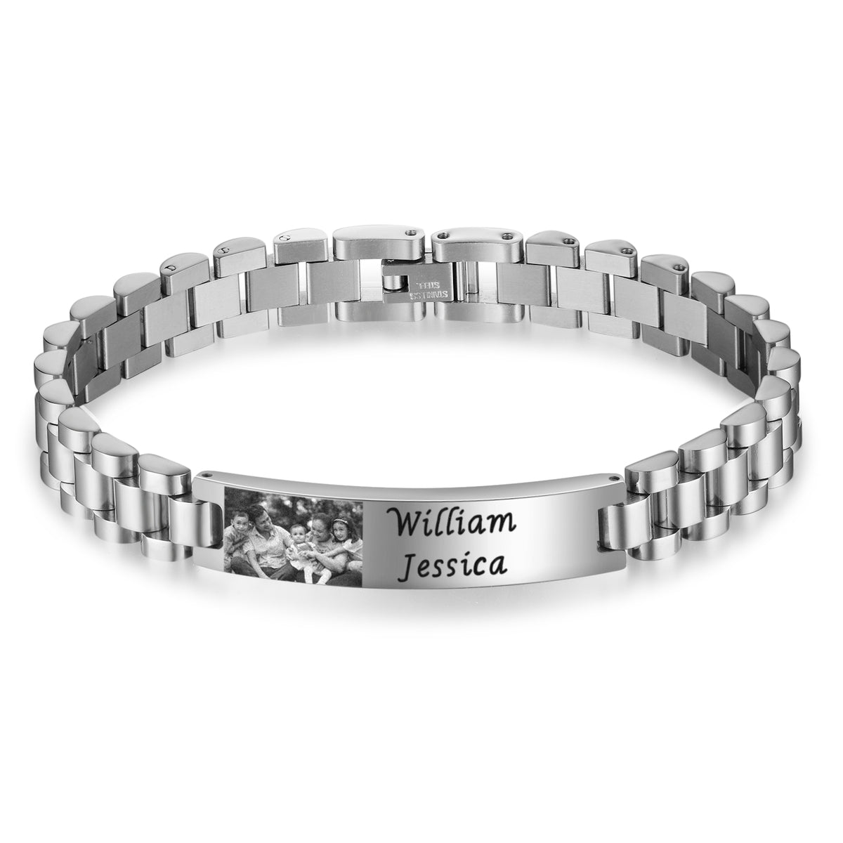 Men's Photo and Name Link Bracelet