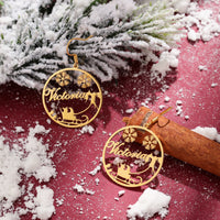 Christmas Name Earrings with Snowflakes and Sleigh