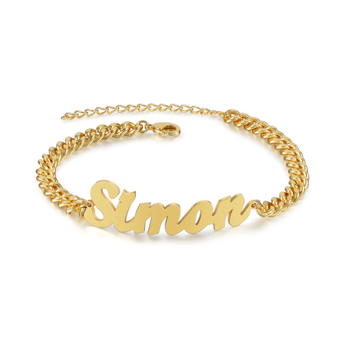 Script Name Curb Chain Couple Bracelet