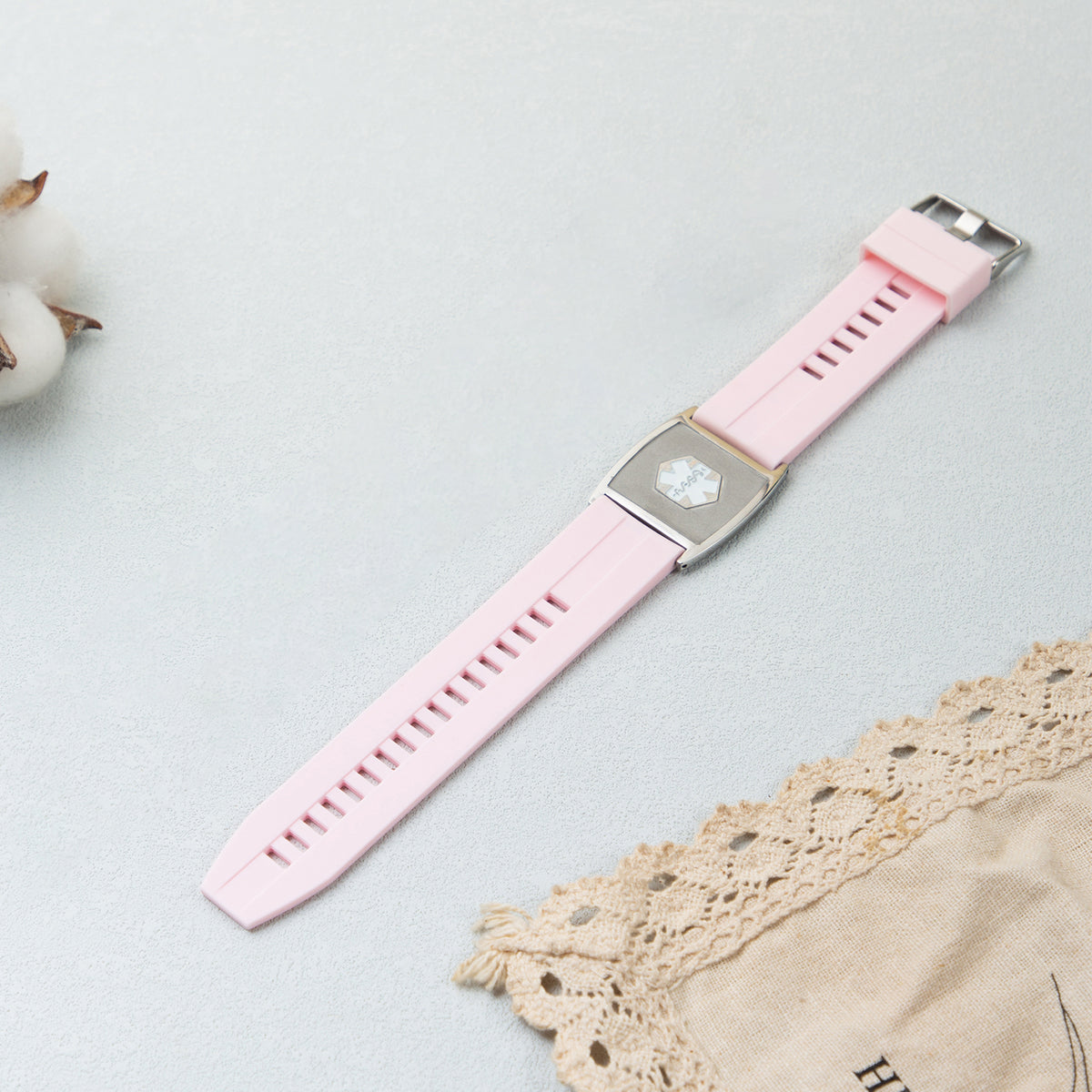 Pink Silicone Engraved Medical ID Bracelet