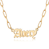 Old English Name Paperclip Necklace