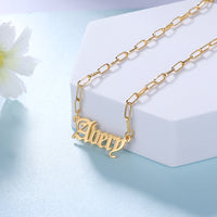 Old English Name Paperclip Necklace