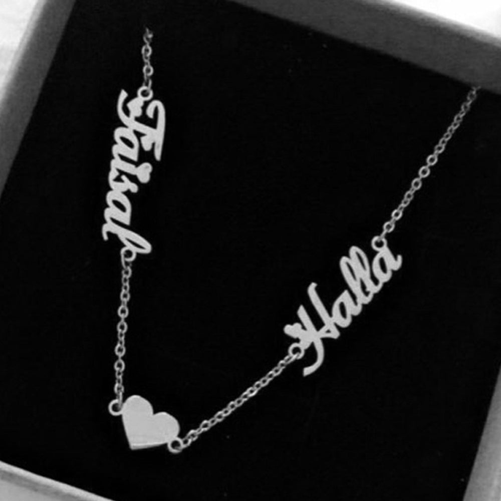 Two Name Necklace with Heart