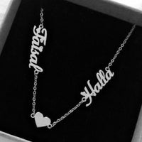 Two Name Necklace with Heart