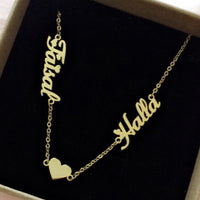 Two Name Necklace with Heart