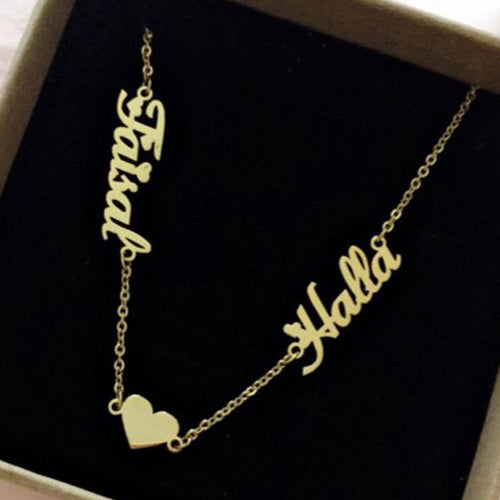 Two Name Necklace with Heart