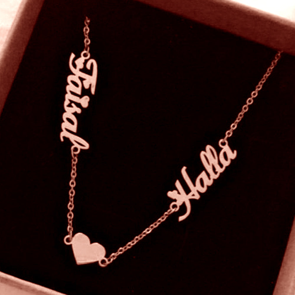 Two Name Necklace with Heart