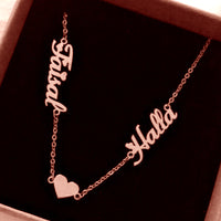 Two Name Necklace with Heart