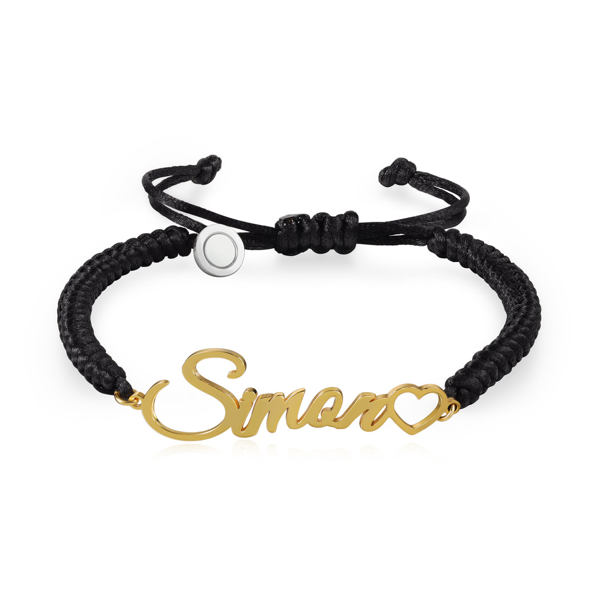Braided Rope Name Couple Bracelet with Heart
