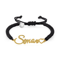 Braided Rope Name Couple Bracelet with Heart