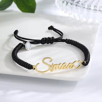 Braided Rope Name Couple Bracelet with Heart