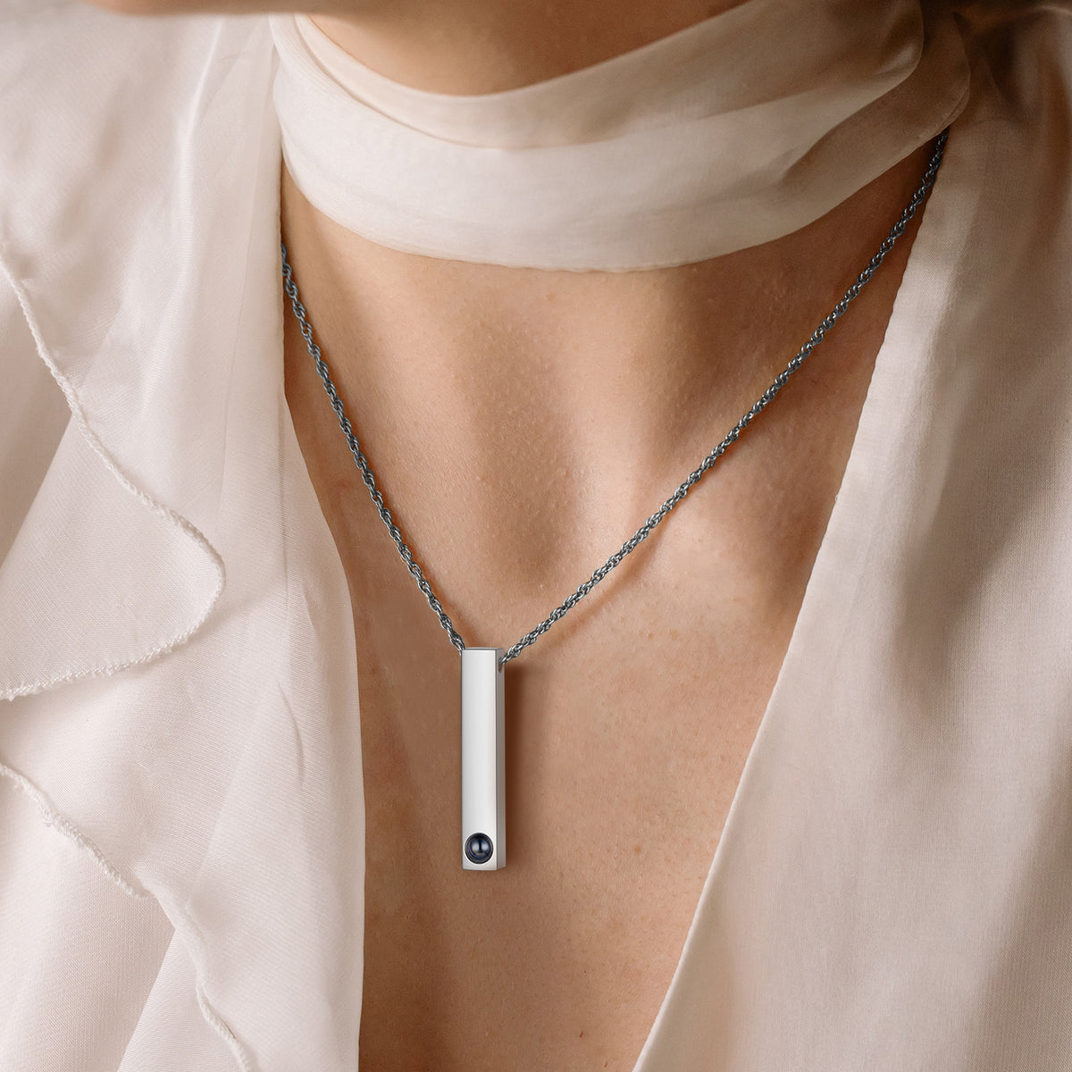 Vertical Bar Photo Projection Necklace