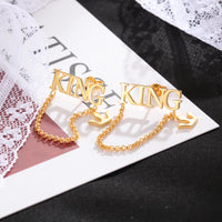 Name Chain Drop Earrings with Crown