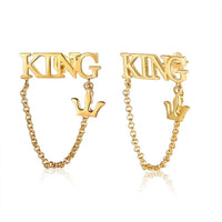 Name Chain Drop Earrings with Crown