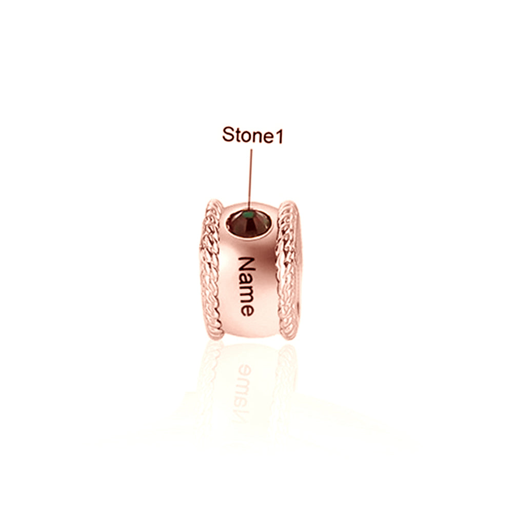 Engraved Name Birthstone Charm Bead