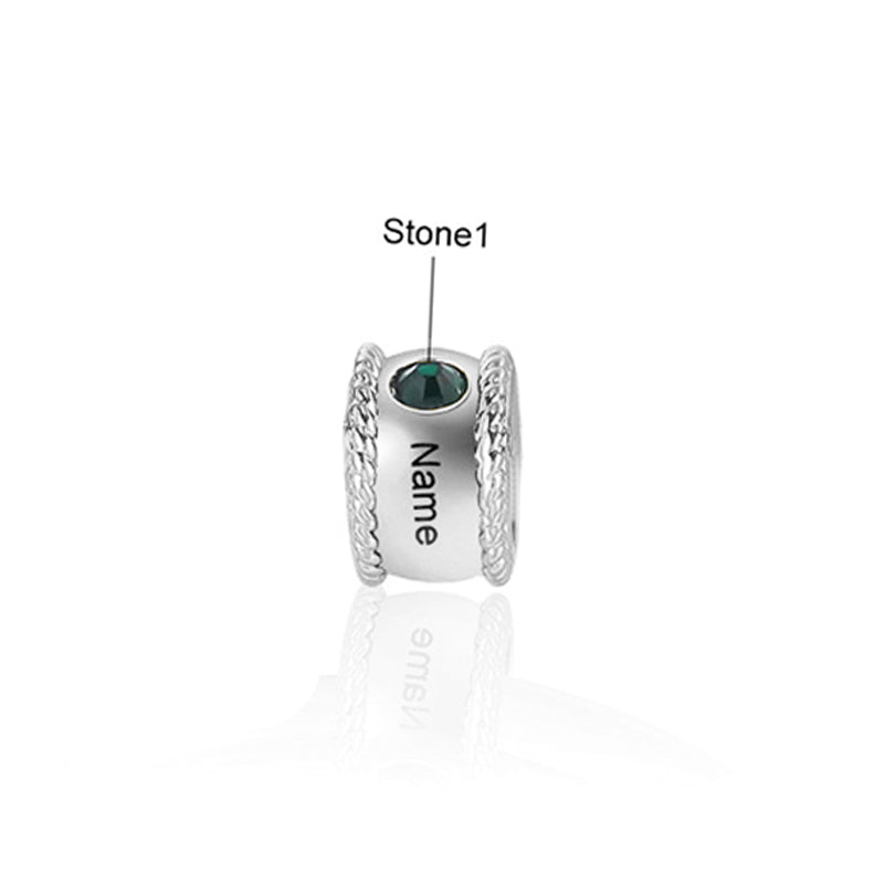 Engraved Name Birthstone Charm Bead