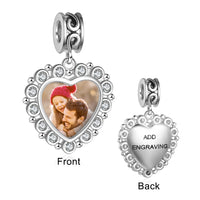 Personalized Heart Photo Dangle Charm with Engraving