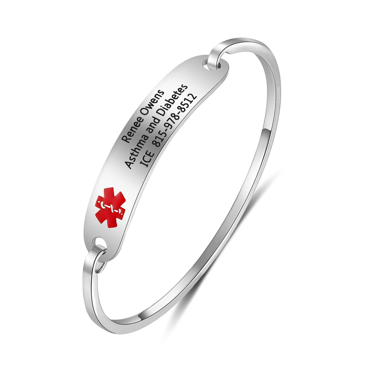 Engraved Medical Alert Cuff Bangle