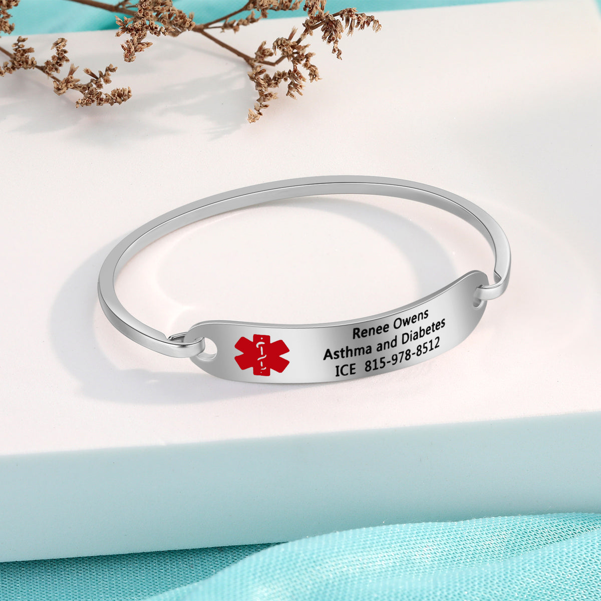 Engraved Medical Alert Cuff Bangle
