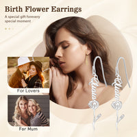Birth Flower Name Drop Earrings