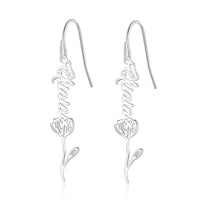Birth Flower Name Drop Earrings