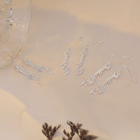Birth Flower Name Drop Earrings