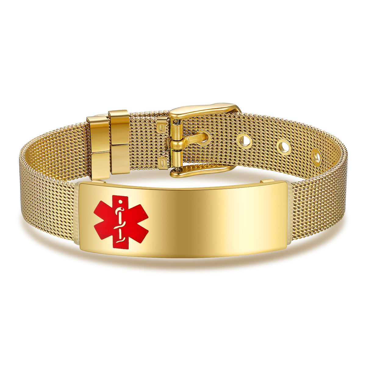Mesh Strap Engraved Medical ID Bracelet