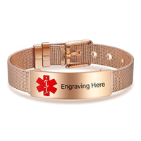 Mesh Strap Engraved Medical ID Bracelet