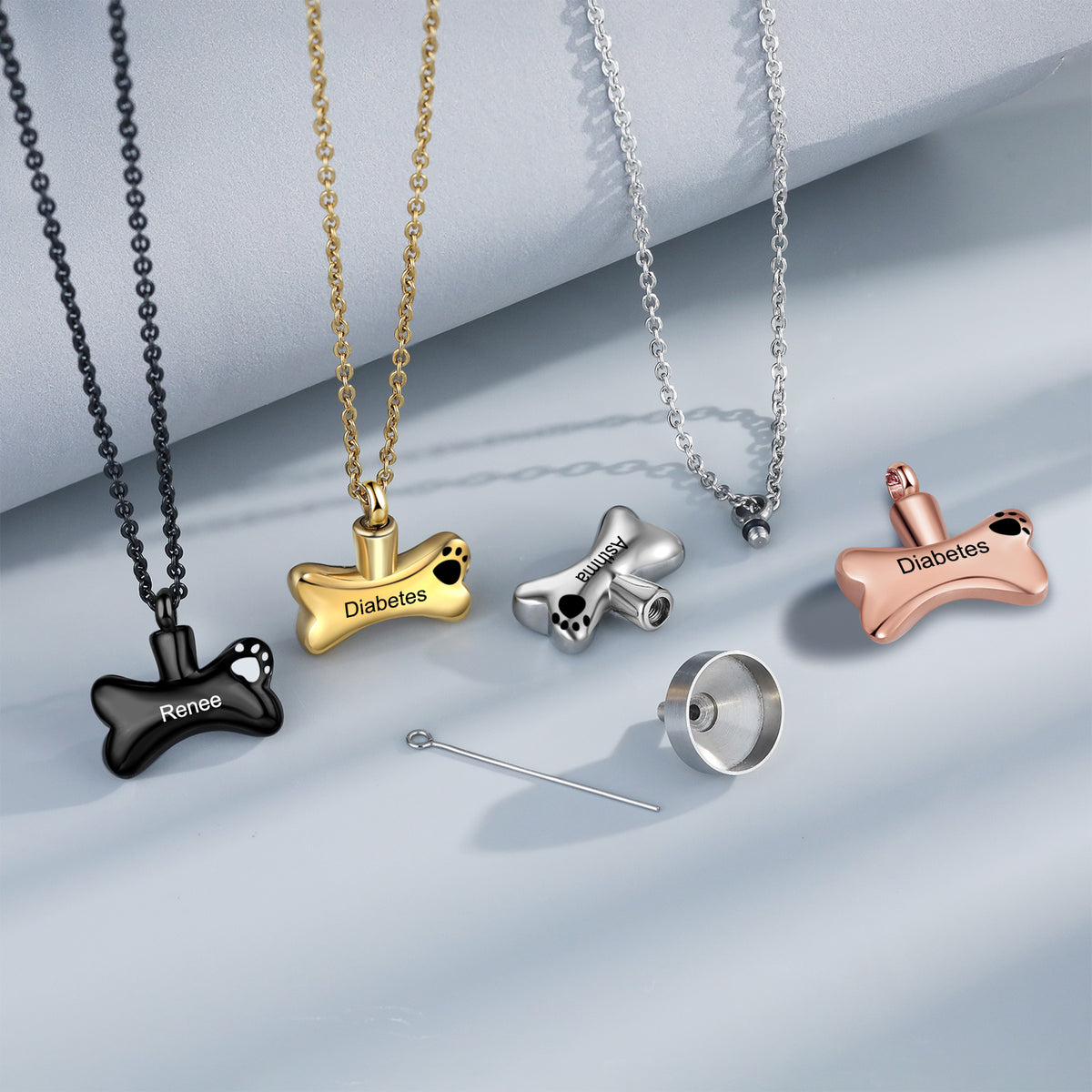 Engraved Bone Urn Necklace with Paw Print