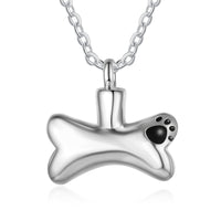Engraved Bone Urn Necklace with Paw Print