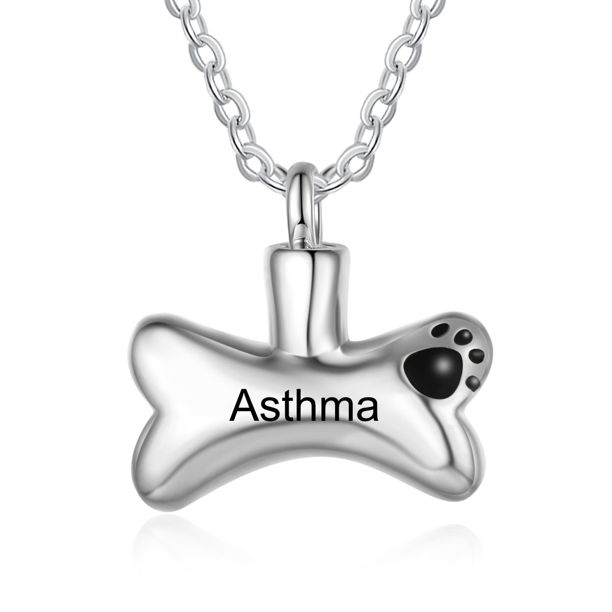 Engraved Bone Urn Necklace with Paw Print