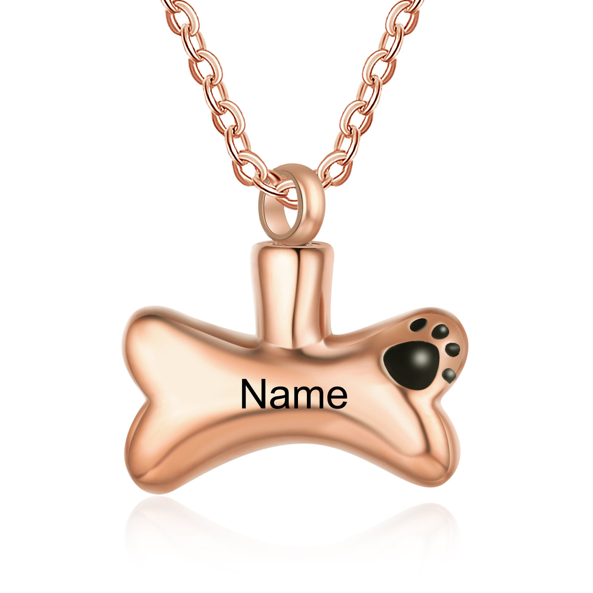Engraved Bone Urn Necklace with Paw Print